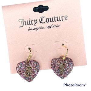 Juicy couture sparkly heart JC dangly Earrings